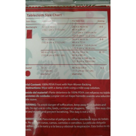 Holiday Time Vinyl Round Tablecloth 70" Diameter Pinecone Foliage Design NEW - Picture 5 of 6